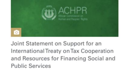 ACHPR joint Statement on Support for an International Treaty on Tax Cooperation